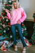 Sequin Patchwork Long Sleeve Relaxed Fit Pullover Top