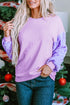 Sequin Patchwork Long Sleeve Relaxed Fit Pullover Top
