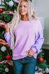 Sequin Patchwork Long Sleeve Relaxed Fit Pullover Top