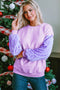 Sequin Patchwork Long Sleeve Relaxed Fit Pullover Top