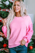 Sequin Patchwork Long Sleeve Relaxed Fit Pullover Top