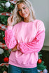 Sequin Patchwork Long Sleeve Relaxed Fit Pullover Top