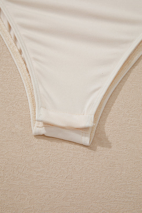 Sequin Patchwork Wrap V Neck Long Sleeve Bodysuit