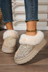 Sequin Plush Lined Thick Sole Platform Slip On Boots