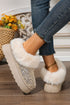Sequin Plush Lined Thick Sole Platform Slip On Boots