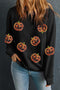 Sequin Pumpkin Embellished Crew Neck Long Sleeve Sweatshirt