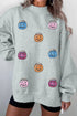 Sequin Pumpkin Face Graphic Mock Neck Sweatshirt