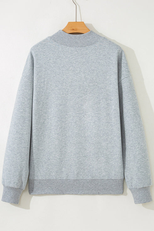 Sequin Pumpkin Face Graphic Mock Neck Sweatshirt