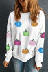 Sequin Pumpkin Graphic Crew Neck Pullover Sweatshirt