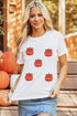 Sequin Pumpkin Graphic Crew Neck Short Sleeve Shirt