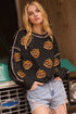 Sequin Pumpkin Graphic Exposed Seam Pullover Sweatshirt