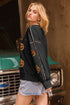 Sequin Pumpkin Graphic Exposed Seam Pullover Sweatshirt