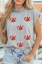 Sequin Pumpkin Graphic High Neck Cap Sleeve Tank Top
