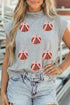 Sequin Pumpkin Graphic High Neck Cap Sleeve Tank Top