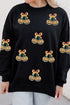 Sequin Pumpkin Graphic Relaxed Spooky Pullover Sweatshirt