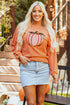 Sequin Pumpkin Graphic Ribbed Knit Pullover Sweatshirt