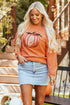 Sequin Pumpkin Graphic Ribbed Knit Pullover Sweatshirt