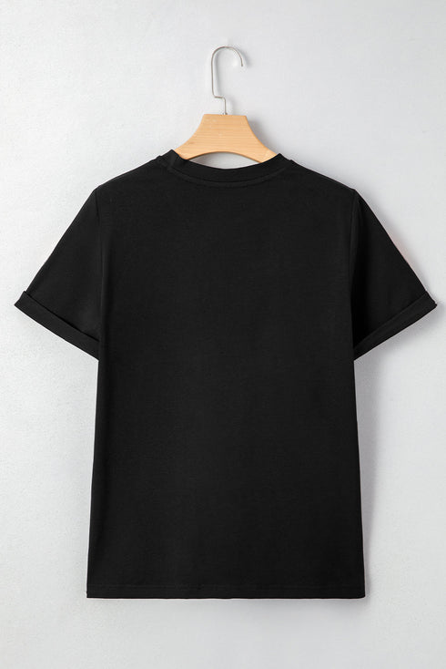 Sequin Pumpkin Graphic Short Sleeve Jersey Tee