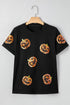 Sequin Pumpkin Graphic Short Sleeve Jersey Tee