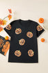 Sequin Pumpkin Graphic Short Sleeve Jersey Tee