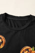 Sequin Pumpkin Graphic Short Sleeve Jersey Tee