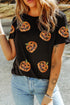 Sequin Pumpkin Graphic Short Sleeve Jersey Tee