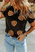 Sequin Pumpkin Graphic Short Sleeve Jersey Tee