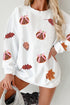 Sequin Pumpkin Leaf Corded Rib Oversized Graphic Sweatshirt