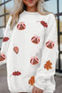 Sequin Pumpkin Leaf Corded Rib Oversized Graphic Sweatshirt