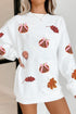 Sequin Pumpkin Leaf Corded Rib Oversized Graphic Sweatshirt