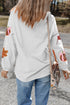 Sequin Pumpkin Leaf Corded Rib Oversized Graphic Sweatshirt
