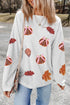 Sequin Pumpkin Leaf Corded Rib Oversized Graphic Sweatshirt