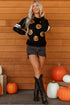 Sequin Pumpkin Varsity Stripe Crewneck Sweatshirt