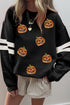 Sequin Pumpkin Varsity Stripe Crewneck Sweatshirt