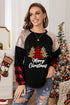 Sequin Raglan Holiday Tree Graphic Long Sleeve Top