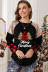 Sequin Raglan Holiday Tree Graphic Long Sleeve Top