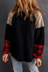 Sequin Raglan Sleeve Buffalo Plaid Mixed Media Top