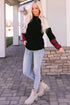 Sequin Raglan Sleeve Buffalo Plaid Mixed Media Top