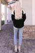 Sequin Raglan Sleeve Buffalo Plaid Mixed Media Top