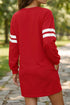Sequin Rugby Bow Varsity Stripe Sleeve Graphic Dress