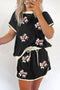 Sequin Rugby Football Bow Detail Graphic Skort Set