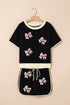 Sequin Rugby Football Bow Detail Graphic Skort Set