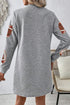 Sequin Rugby Football Graphic Textu Long Sleeve Shift Mini Dress