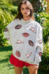 Sequin Rugby Game Day High Neck Baggy Graphic Sweatshirt