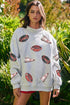 Sequin Rugby Game Day High Neck Baggy Graphic Sweatshirt