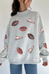 Sequin Rugby Game Day High Neck Baggy Graphic Sweatshirt
