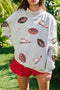 Sequin Rugby Game Day High Neck Baggy Graphic Sweatshirt