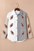 Sequin Rugby Graphic Corduroy Flap Pocket Jacket