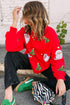 Sequin Santa And Tree Patch Crew Neck Sweatshirt