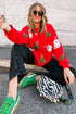 Sequin Santa And Tree Patch Crew Neck Sweatshirt
